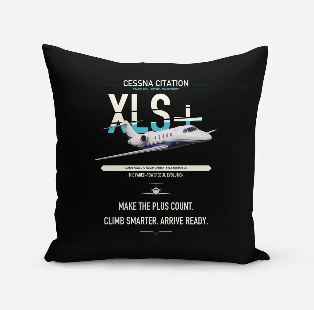 Cessna Citation XLSPlus design on black pillow