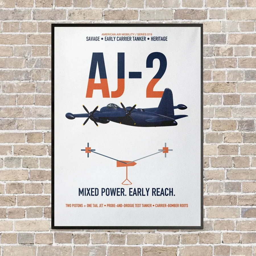 AJ-2 Savage Tanker vertical canvas print - framed - white background