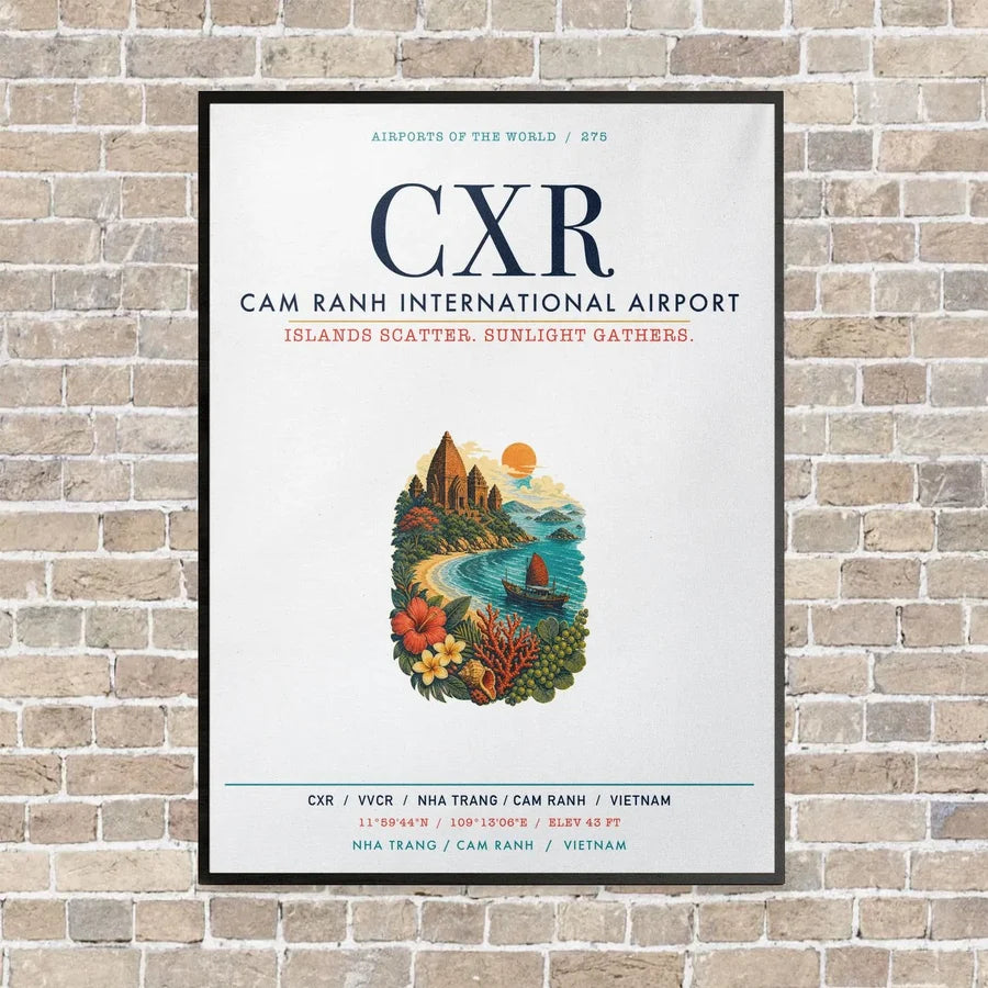Cam Ranh International Airport Nha Trang CXR vertical canvas print - framed - white background