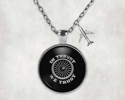 In Thrust We Trust (Vol 2) aviation-themed necklace, polished stainless steel.
