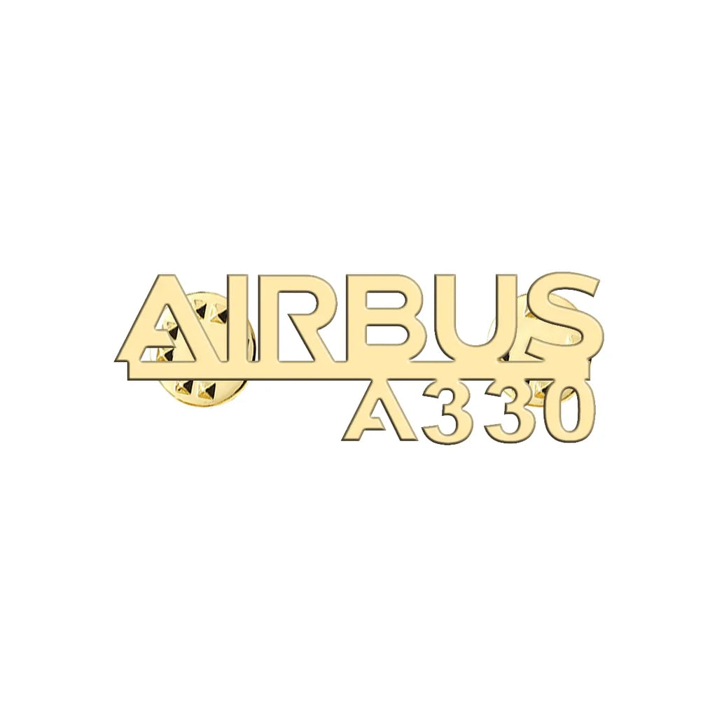 Airbus A330 & Text aviation hollow pin in polished alloy.