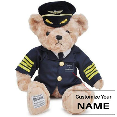 Custom Design Image Logo Captain Pilot & Cabin Crew Teddy Bear & Dolls aviation pilot essential in premium aviation-grade bui.