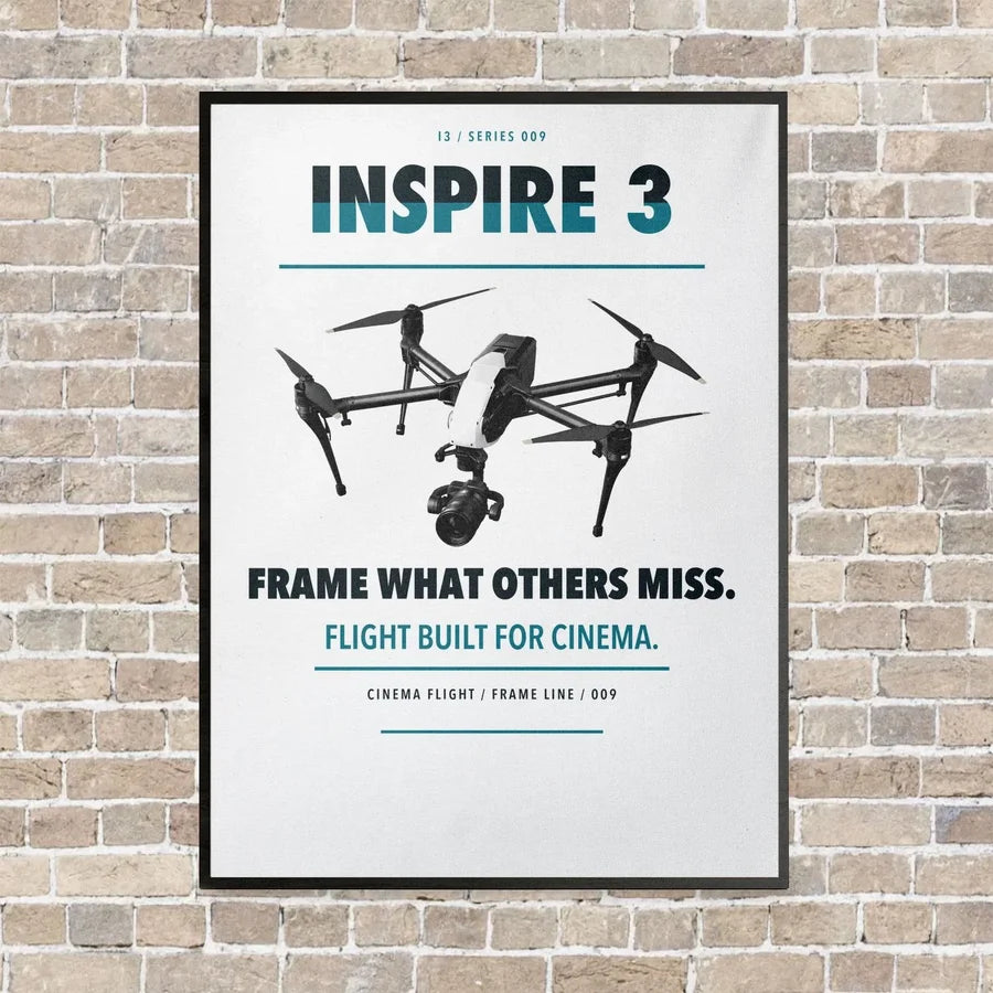DJI Inspire 3 vertical canvas print - framed - white background