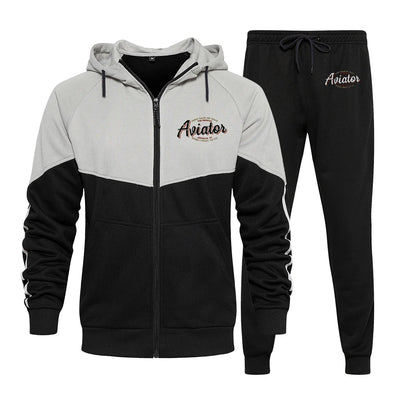 Aviator - Dont Make Me Walk Colourful Z. aviation design on colourful cotton blend zipped hoodie and sweatpants set.