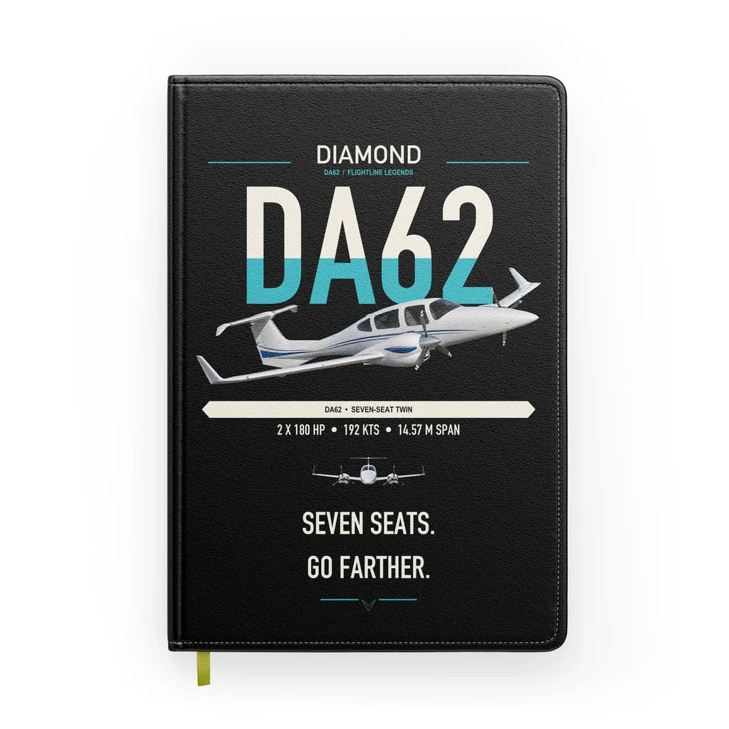 Diamond DA62 design on black notebook