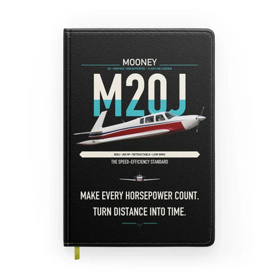 Mooney M20J 201 design on black notebook