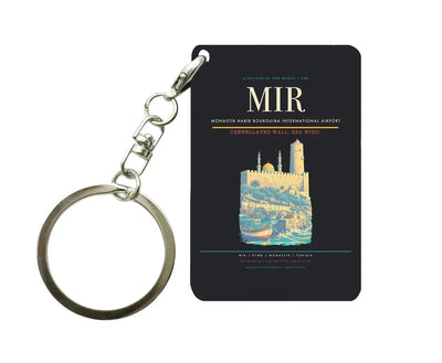 Monastir Habib Bourguiba International Airport MIR Key Chain design on black key chain