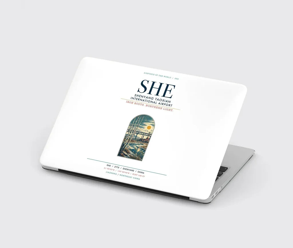 Shenyang Taoxian International Airport (SHE) design on white MacBook case