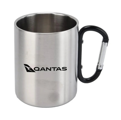 Qantas Airlines Airways Airlines aviation design on outdoor mug, durable insulated construction.