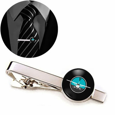 Cessna & Gyro aviation tie clip, stainless steel body with engraved detail.