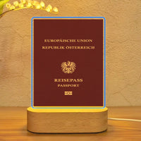 Thumbnail for Austrian Passport aviation themed night lamp, premium acrylic with LED.