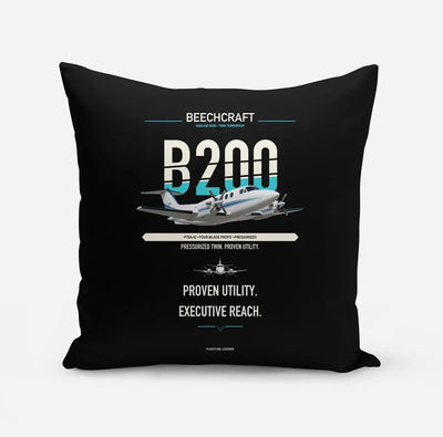Beechcraft King Air B200 design on black pillow