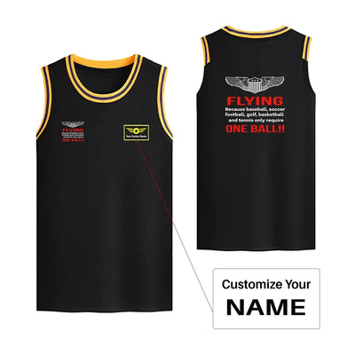 Flying One Ball Basketball Style Sports aviation design printed on quick-dry breathable fabric men's sport tank top.