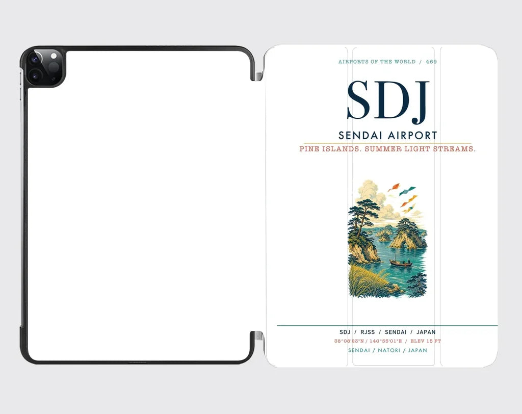 Sendai Airport (SDJ) design on white ipad tablet case