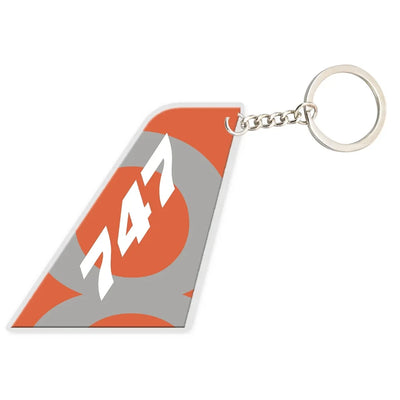 Tail Boeing B747-8 aviation shaped key chain, durable metal alloy.