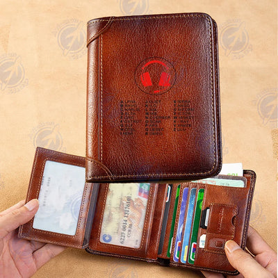 Aviation Alphabet 3 aviation print leather wallet, leather.