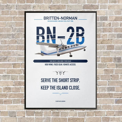 Britten-Norman BN-2B-26 Islander vertical canvas print - framed - white background