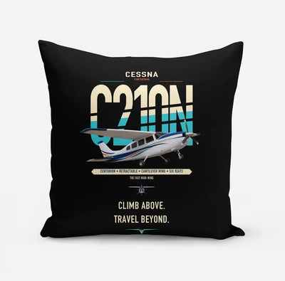 Cessna T210N Centurion design on black pillow