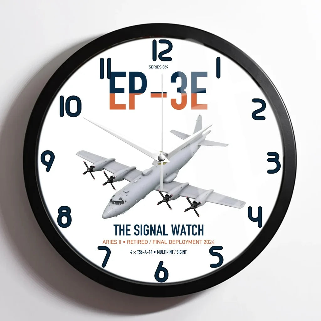 EP-3E ARIES II design on white framed wall clock