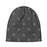Thumbnail for Nice Airplanes (Gray) aviation embroidery on soft knit fabric 3D knit beanie.