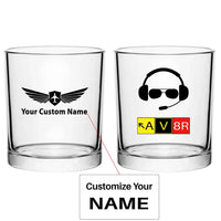 Thumbnail for AV8R 2 aviation design on whiskey glass, special-edition crystal cut.
