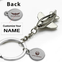 Thumbnail for Japan Airlines aviation airplane-shape key chain in polished metal alloy.