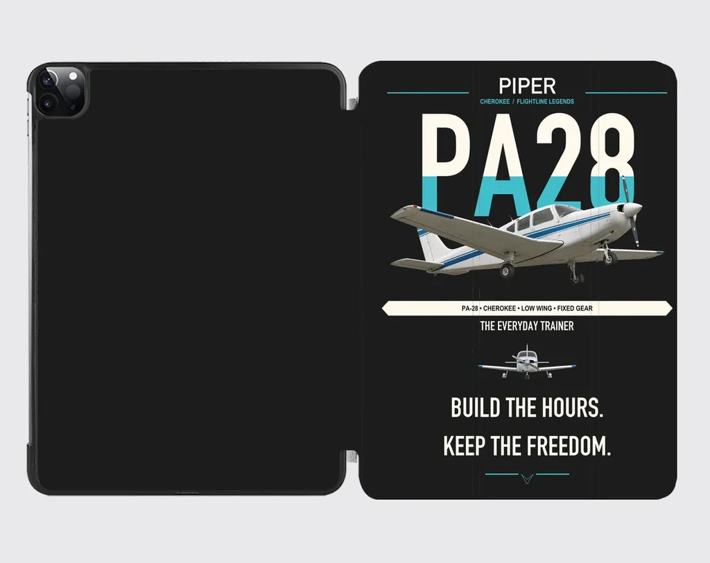Piper PA-28 Cherokee design on black ipad tablet case
