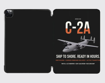 C-2A Greyhound design on black ipad tablet case