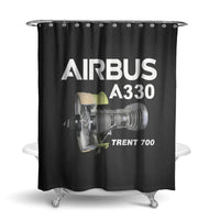 Thumbnail for Airbus A330 & Trent 700 Engine aviation design on waterproof polyester shower curtain.