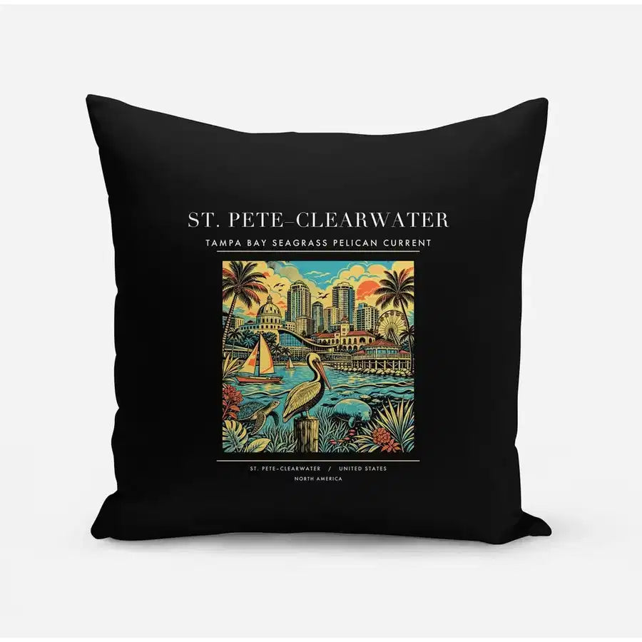 ST. PETE–CLEARWATER - Poster - Pillow - Black