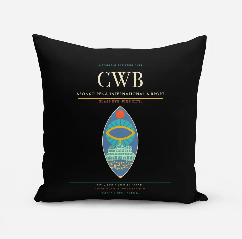 Afonso Pena International Airport (CWB) design on black pillow