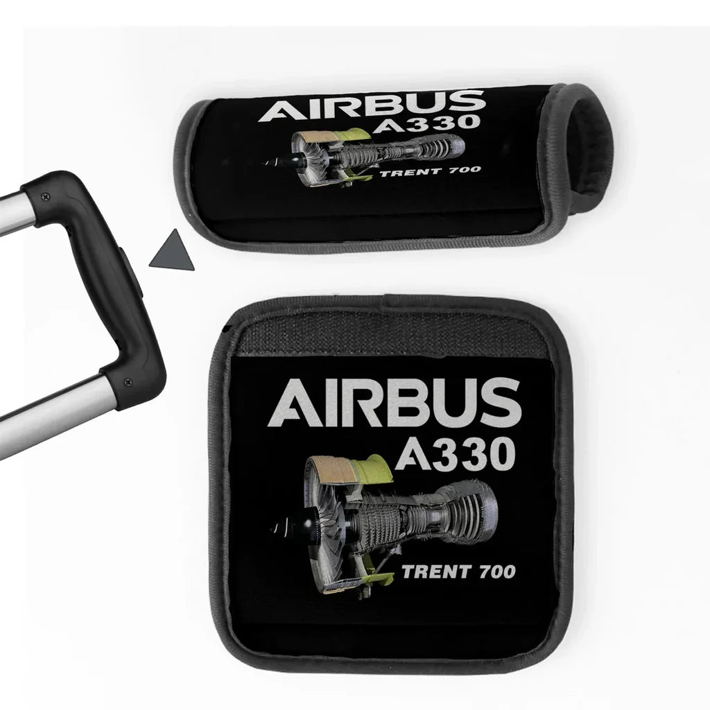 Airbus A330 & Trent 700 Engine Neoprene aviation design luggage handle cover, soft silicone construction.
