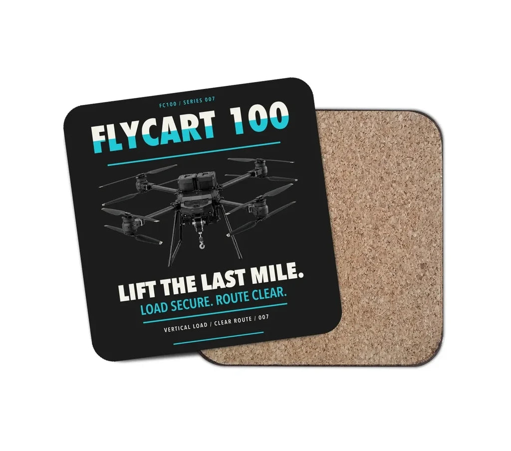 DJI FlyCart 100 design on black 1 piece coaster