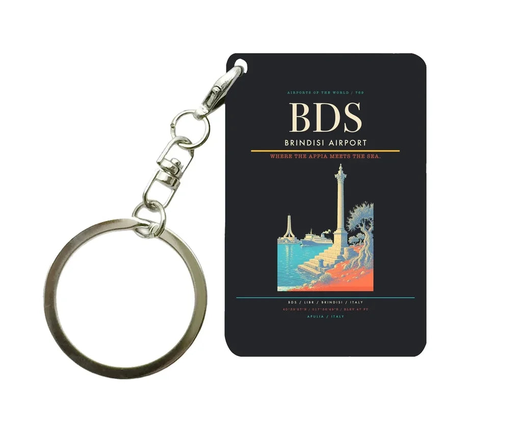 Brindisi Airport (BDS) design on black key chain