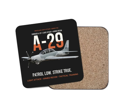 A-29 Super Tucano Light Attack design on black 1 piece coaster