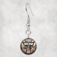 Thumbnail for Boeing 747 Cockpit aviation-themed earrings, polished hypoallergenic alloy.