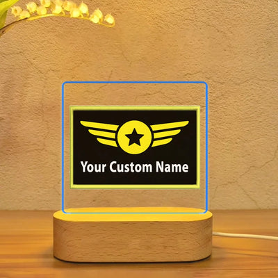 Custom Name (Special Badge) aviation design on premium acrylic with LED 3D night lamp.