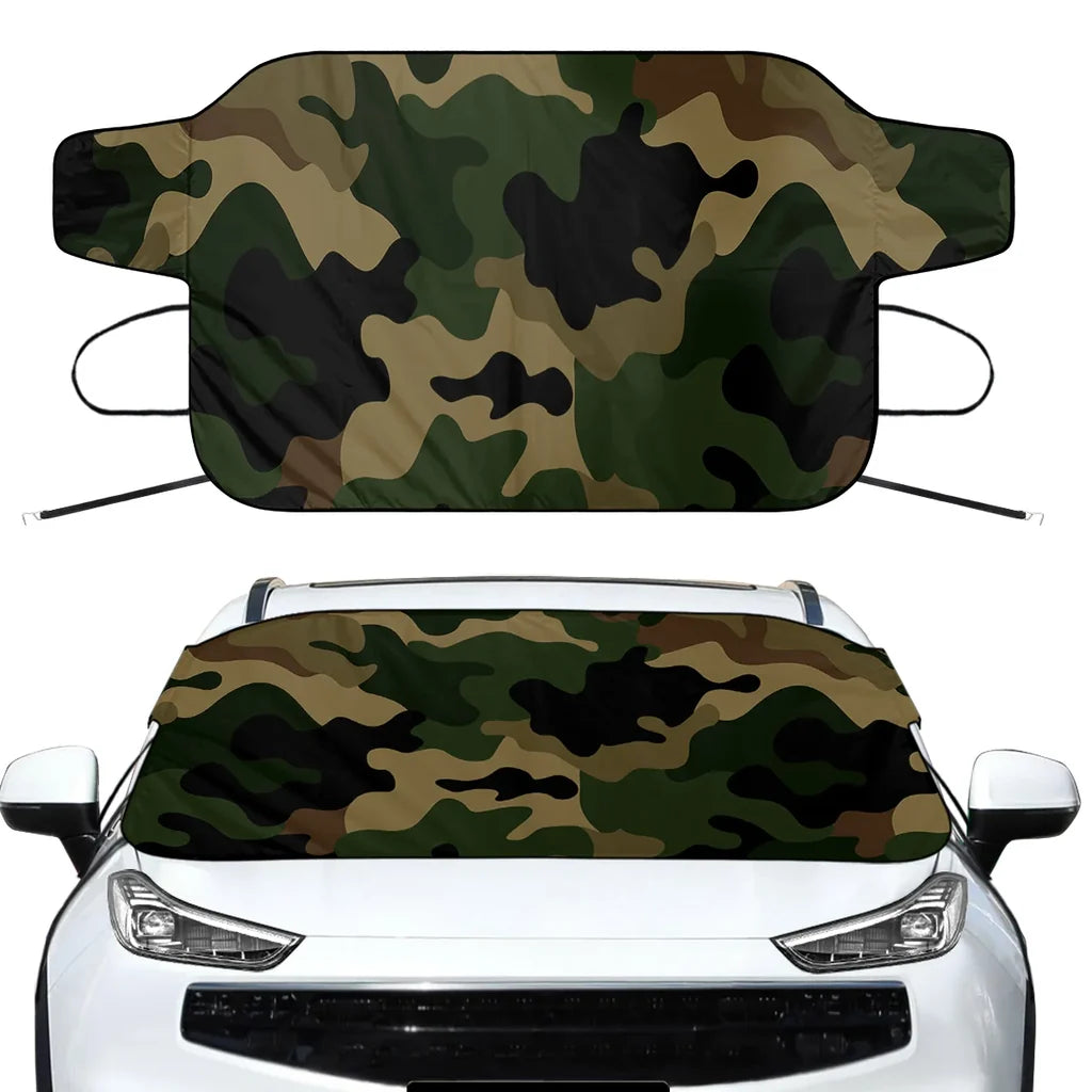 Military Camouflage Army Green Car aviation design on car windshield cover.