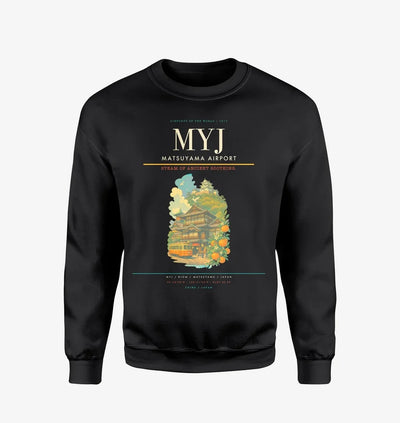 Matsuyama Airport (MYJ) design on black sweatshirt
