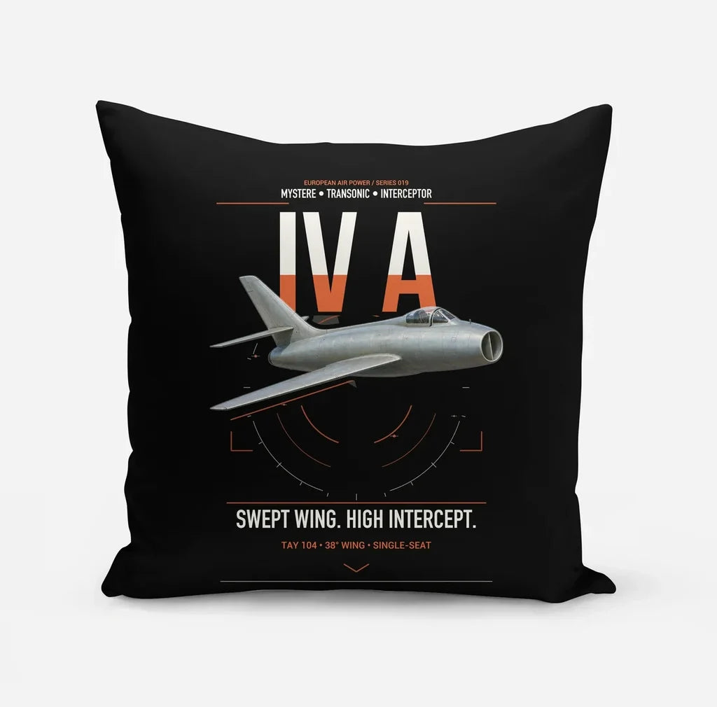 Dassault Mystère IV A design on black pillow