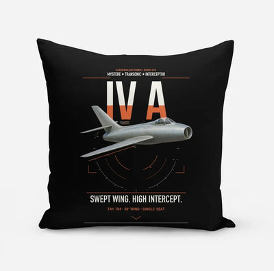 Dassault Mystère IV A design on black pillow