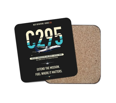 Airbus C295 Air-to-Air Refuelling design on black 1 piece coaster