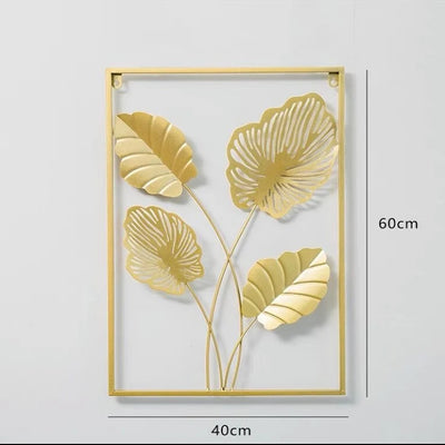 Golden okra leaf Wall Decoration/Hanging: For Living Room aviation design on premium decorative material hanging wall decorat.