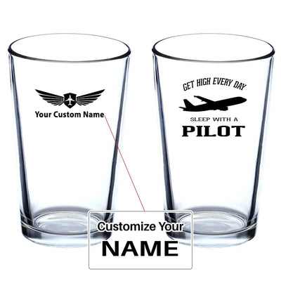 Get High Every Day Sleep With A Pilot Beer & aviation design on beer water glass, versatile drinkware.