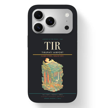 Tirupati Airport (TIR) design on black iPhone 17 Pro MagSafe case