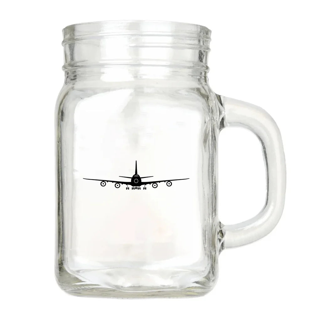 Boeing 747 Silhouette aviation design on cocktail glass, premium cocktail glassware.