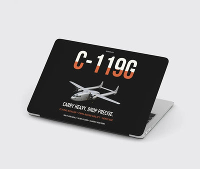 C-119G Flying Boxcar design on black MacBook case