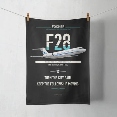 Fokker F28 Mark 4000 Fellowship design on black towel