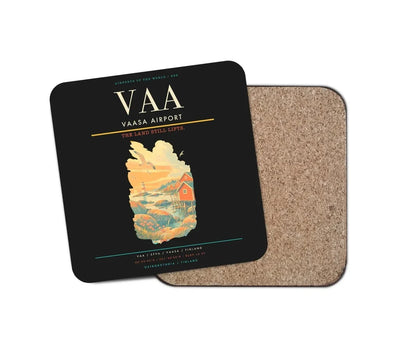 Vaasa Airport (VAA) design on black 1 piece coaster