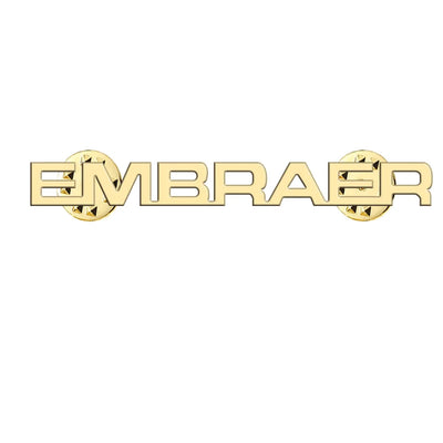 Embraer & Text aviation hollow pin in polished alloy.